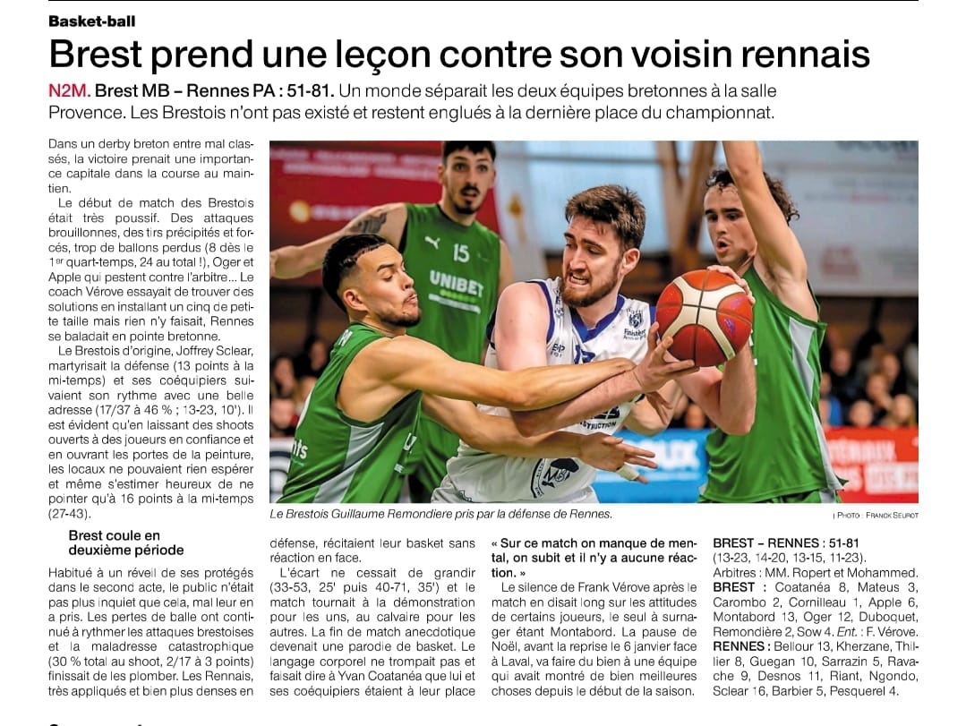 NM2 - VICTOIRE à l'extérieur contre BREST - 51/81 - Article OF